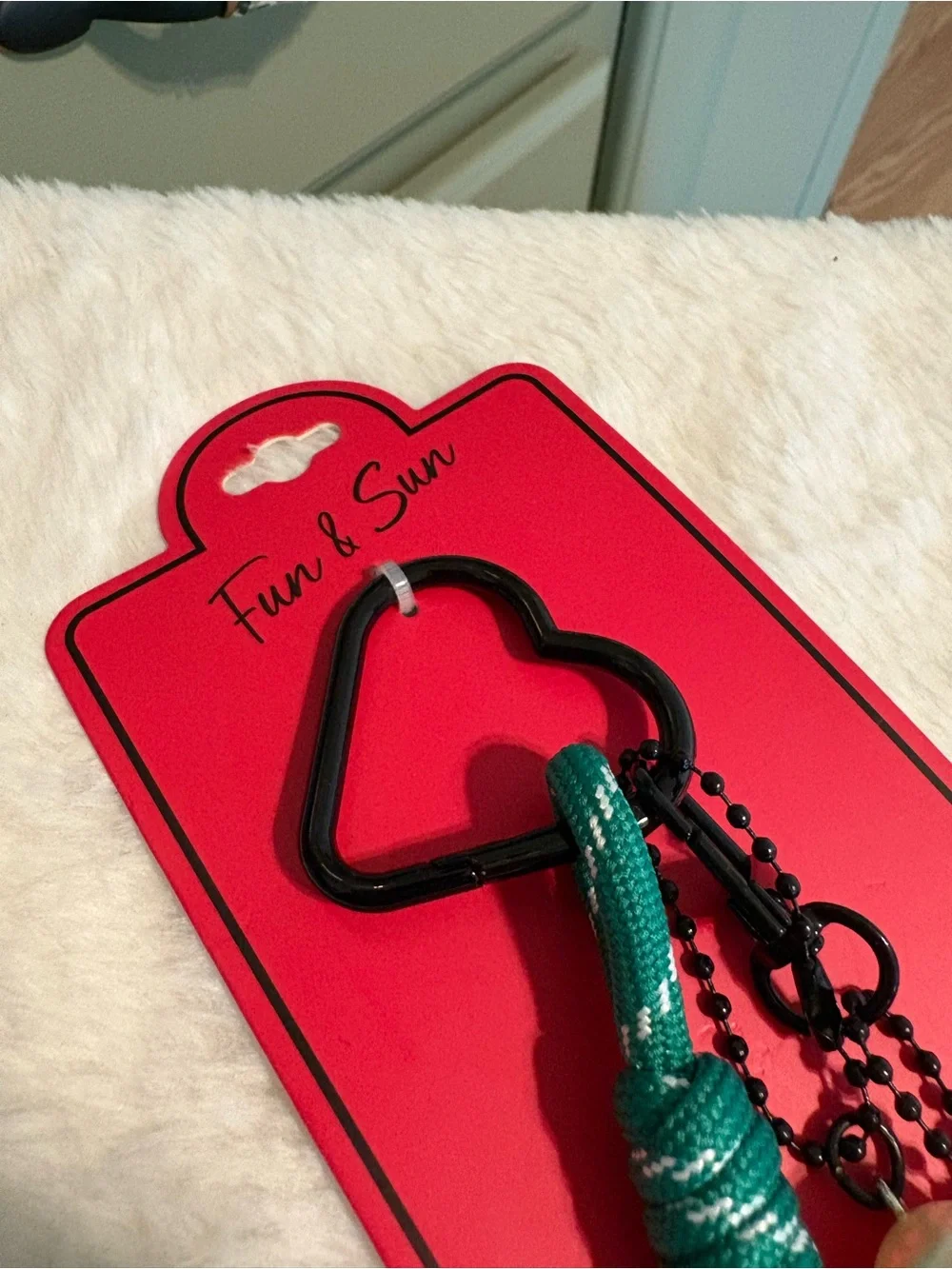 Red Strawberry Keychain with Green Tassel